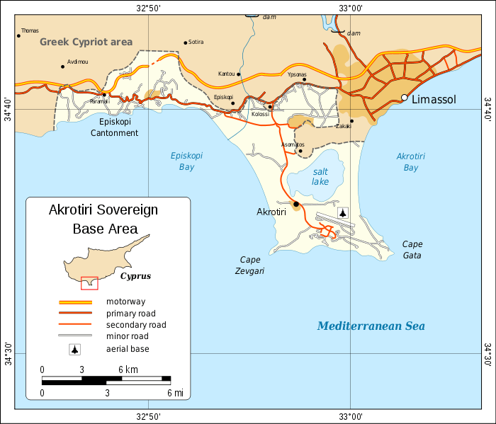 Akrotiri Sovereign Base Area Cyprus Map